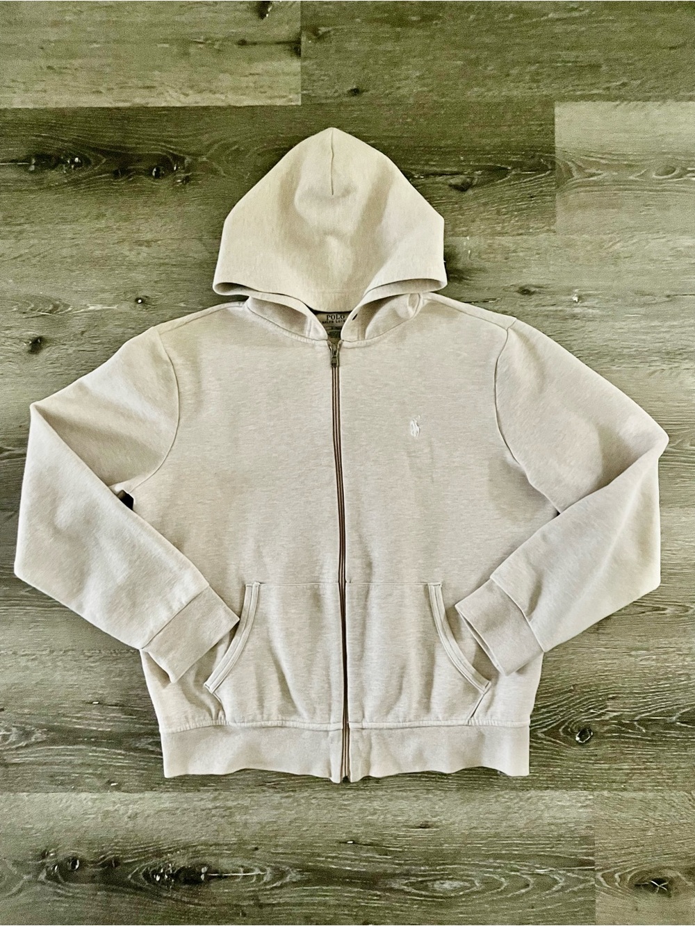 Ralph Lauren Light Beige Full-Zip Hoodie men's M sweater classic performance